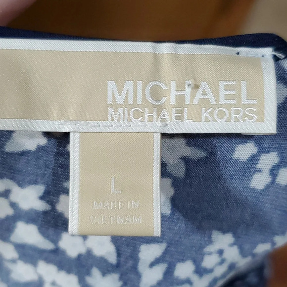 Michael Michael kors blue white floral flutter cap sleeve stretch shift dress - Picture 7 of 7